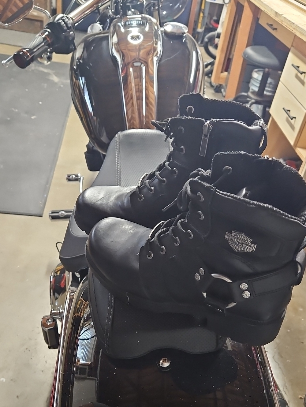 Harley-Davidson Black Leather Lace-Up Moto Harness Boots